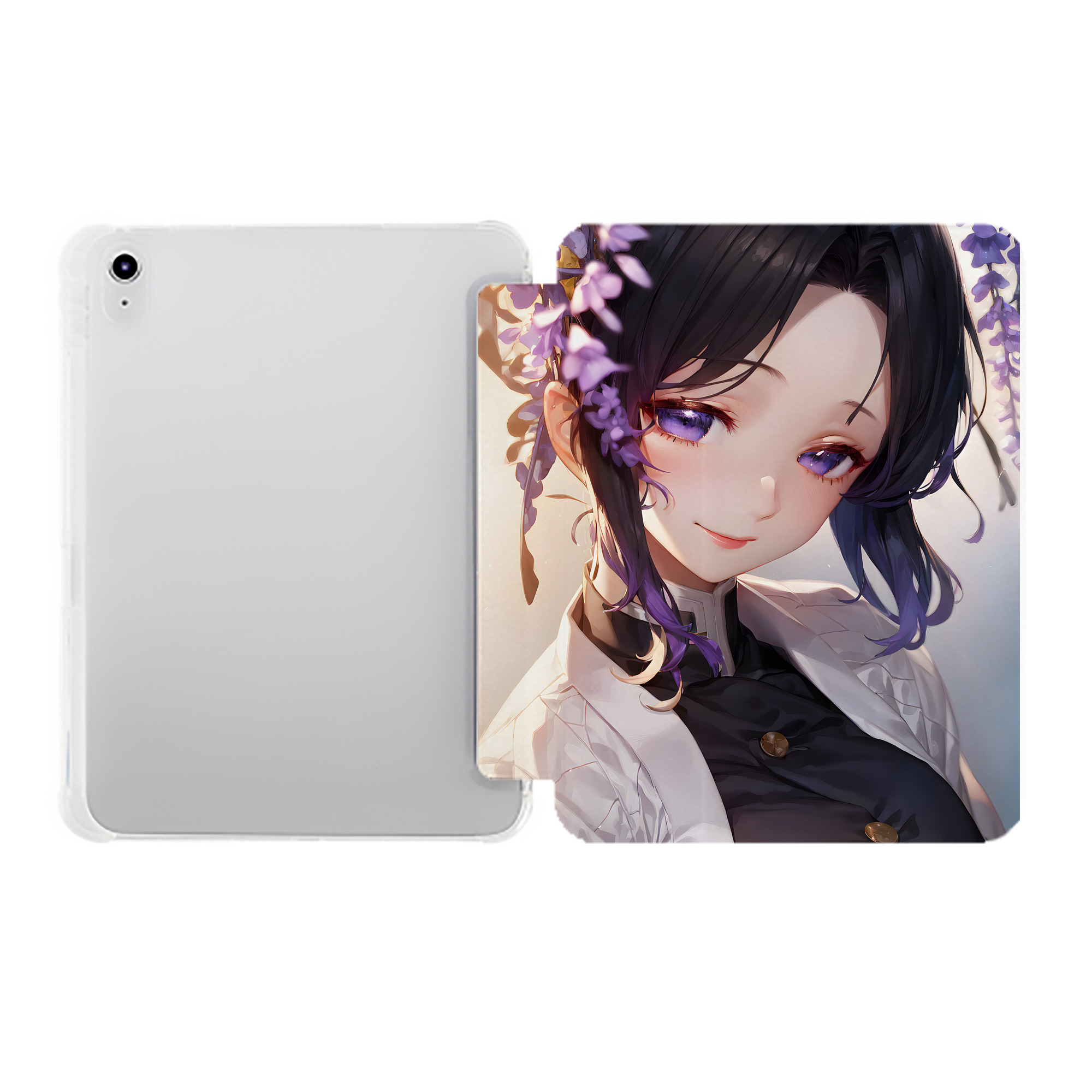 （画像用） 鬼滅の刃（きめつのやいば）蟲柱-胡蝶 しのぶ／こちょう しのぶ Kochou Shinobu IPad ケース ペン収納付き 三つ折りスタンド PUレザー×シリコン 対応機種9.5/10.5/10.9インチ